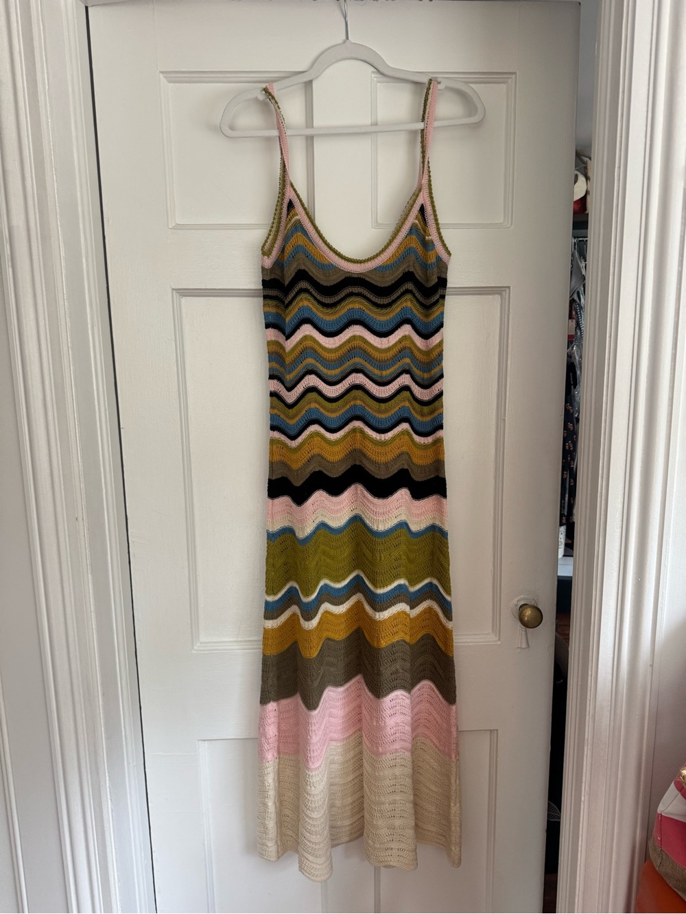 Sleeveless Multicolor Wave Knit Maxi Dress - Picture 3 of 5